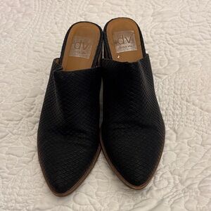 DV by Dolce Vita Black Snakeskin Women's Mules